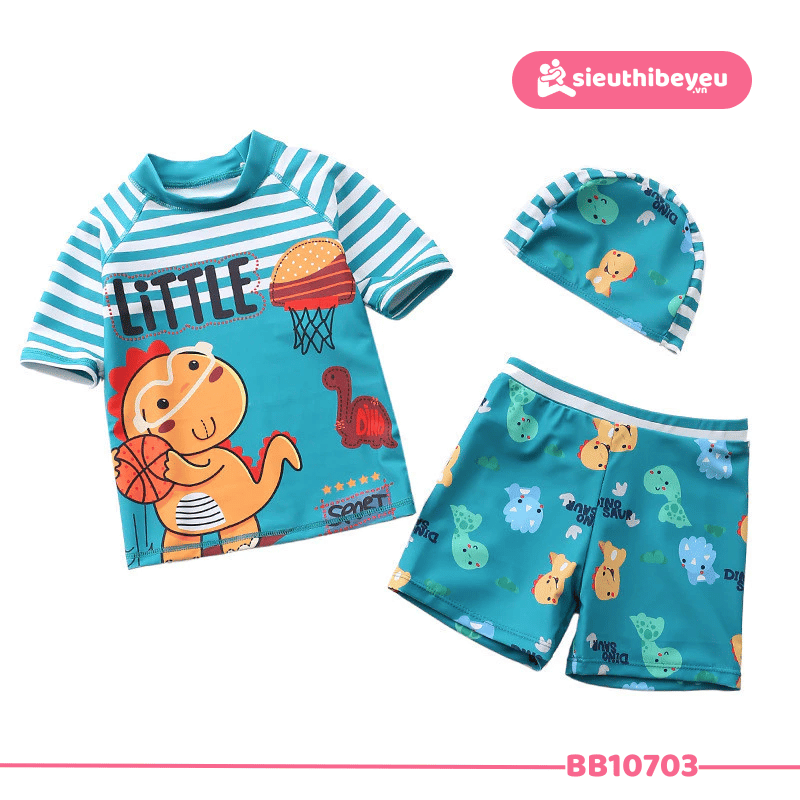 Set Bộ Đồ Bơi Tay Lửng Quần Đùi Họa Tiết Khủng Long
