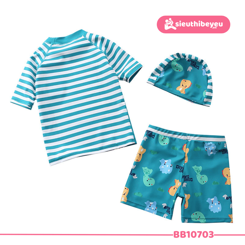 Set Bộ Đồ Bơi Tay Lửng Quần Đùi Họa Tiết Khủng Long