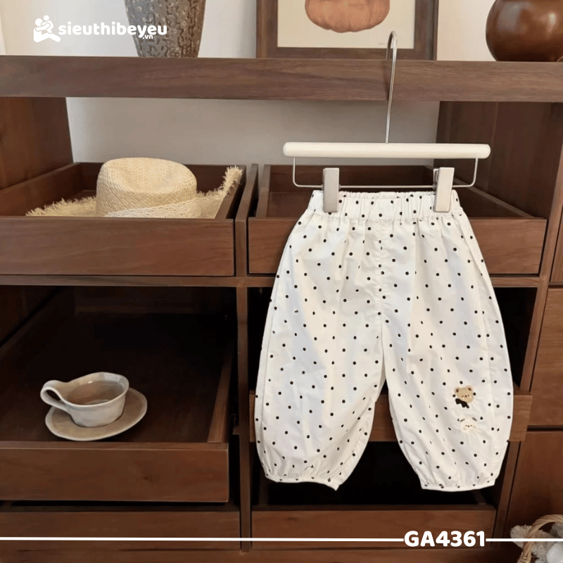Set Áo Thun Tay Ngắn Họa Tiết Gấu Quần Dài
