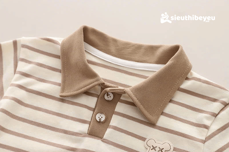 Set Đồ Bộ Áo Polo Sọc Quần Đùi Cho Bé Trai