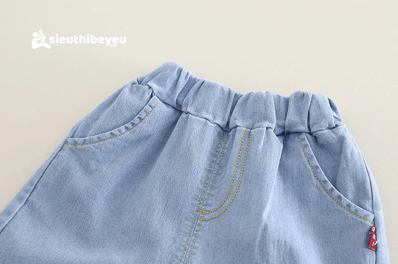 Set Bộ Áo Thun Polo Tay Ngắn Động Vật Quần Đùi Denim