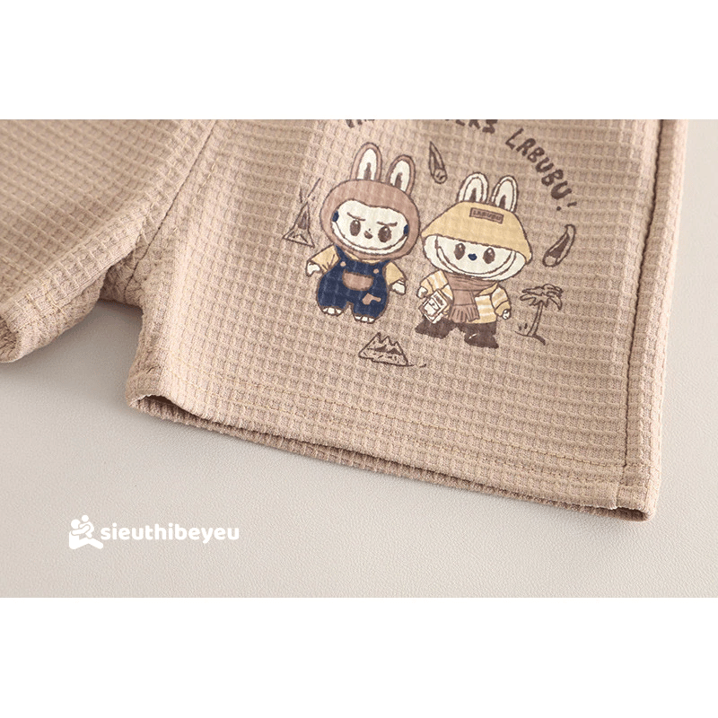 Set Đồ Bộ Áo Thun Tay Ngắn Quần Đùi Monster Labubu