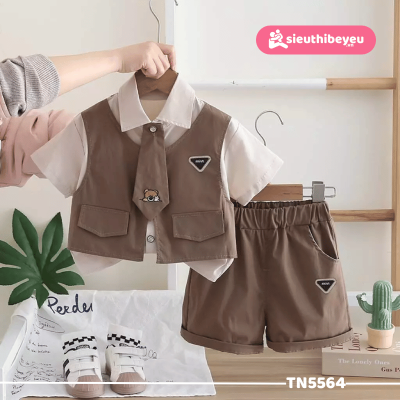 Sét Áo Sơ Mi Giả Gile Học Sinh Quần Đùi