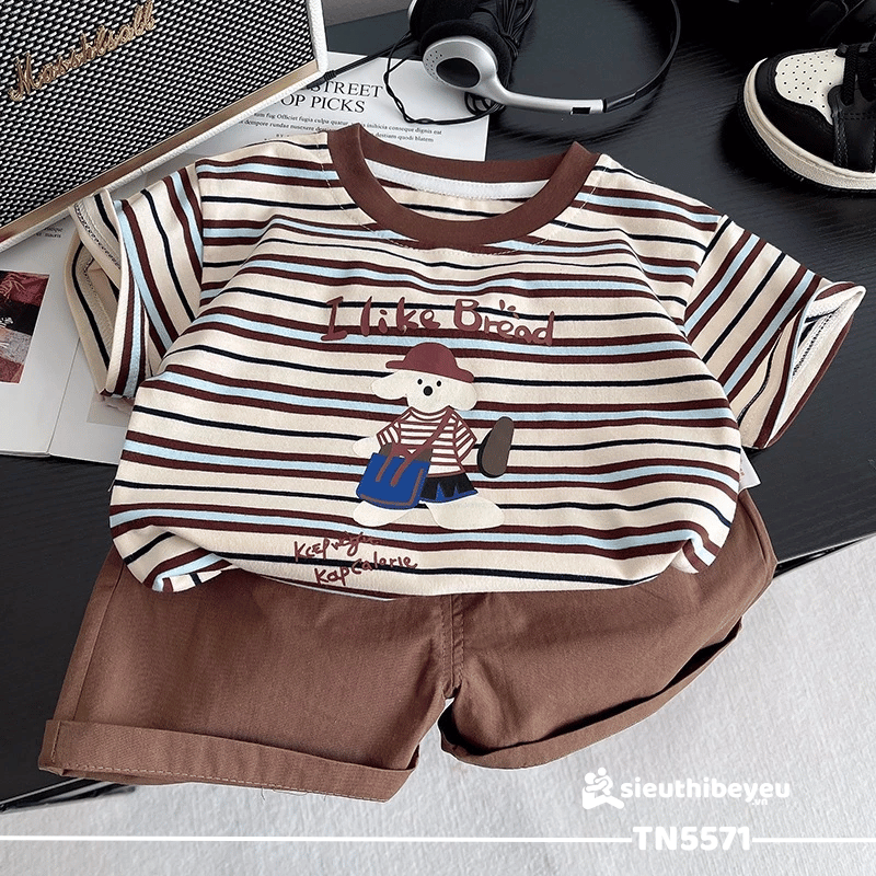 Set Áo Thun Tay Ngắn Họa Tiết Cún