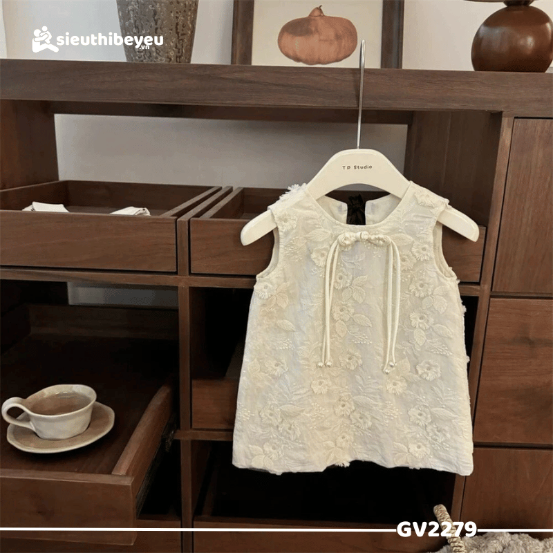 Váy Ren Họa Tiết Hoa Hồng Cột Nơ