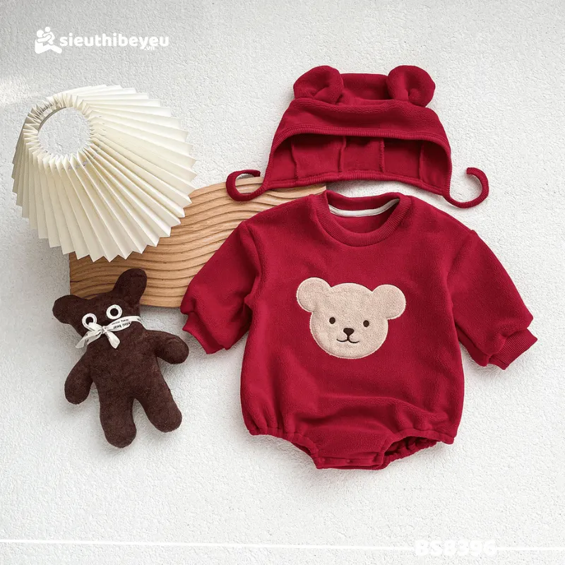 Set Thu Đông Body Lót Lông Tay Dài Gấu Kèm Nón