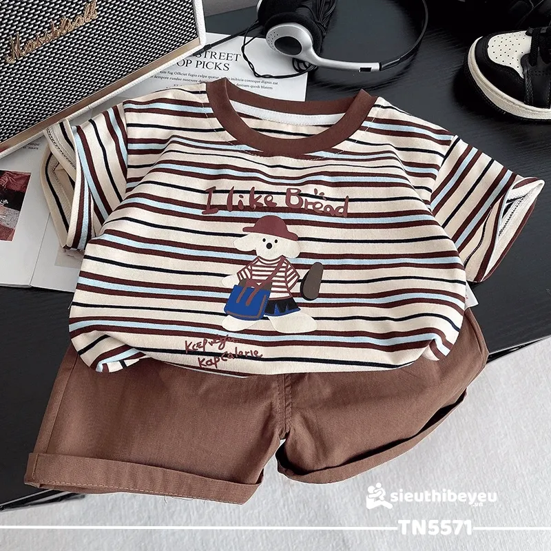 Set Áo Thun Tay Ngắn Họa Tiết Cún